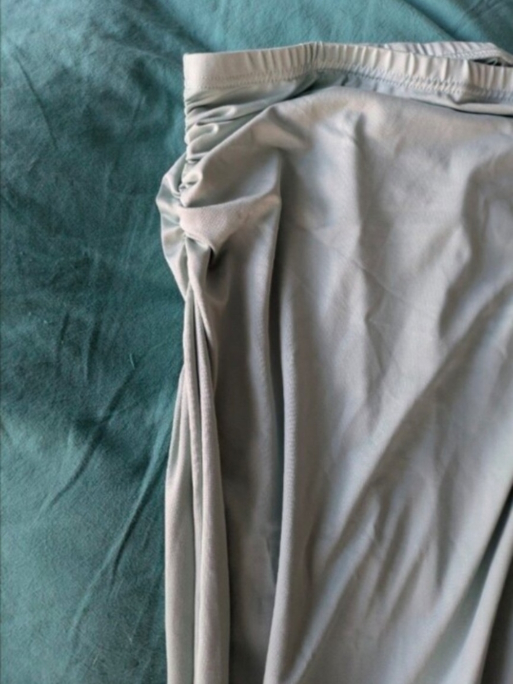 Sage Satin Skirt Stretch Side Slit Size L Sleeveless Maxi Dress Dual Wear - Picture 4 of 7
